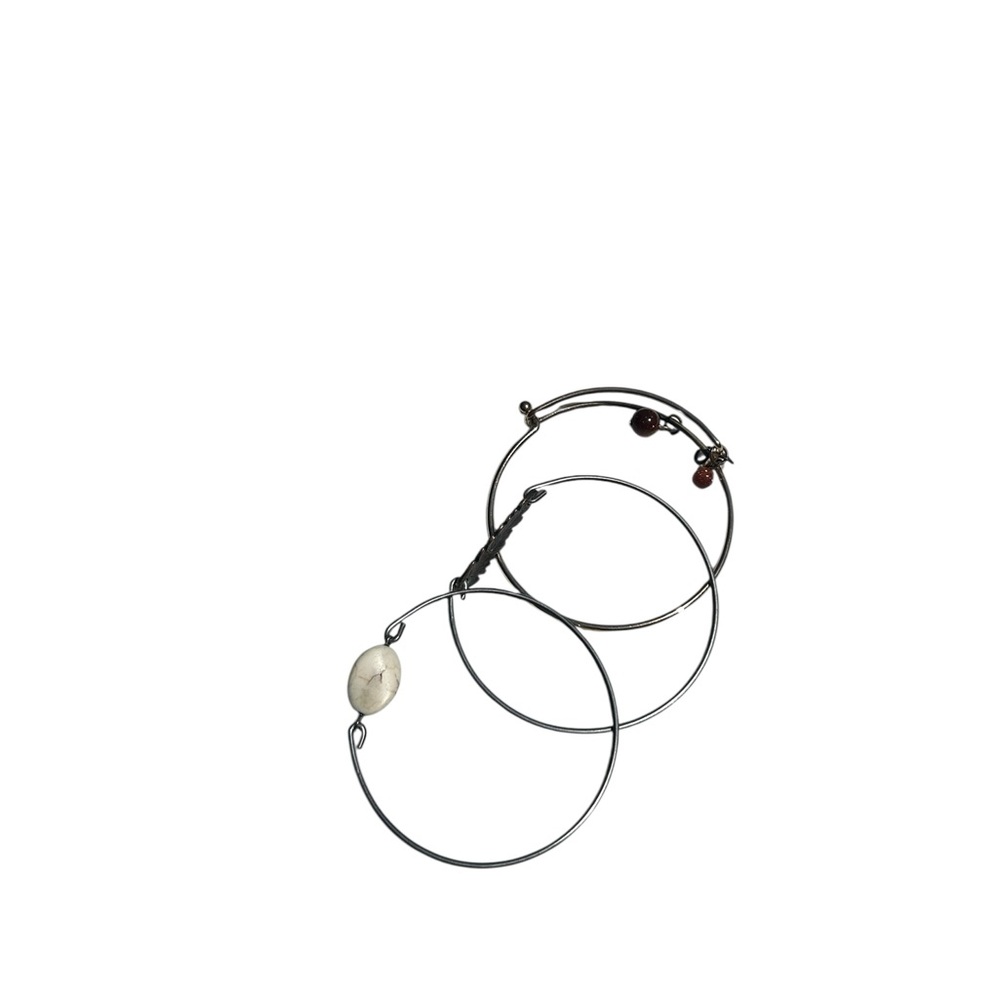 Silver and Beaded Bangle Set